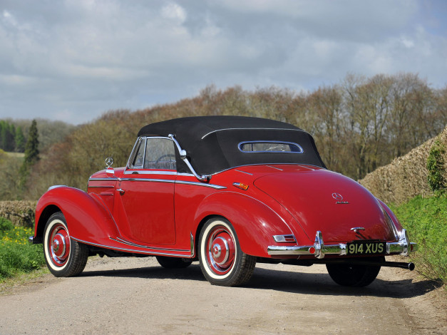 Обои картинки фото автомобили, mercedes-benz, 220, cabriolet, a, w187, красный