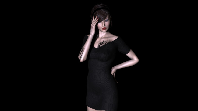 Обои картинки фото danika, 3д графика, люди , people, девушка, взгляд, фон, тату, прическа