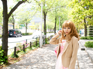 Картинка mahore+himemiya девушки жакет рыжая улица японка