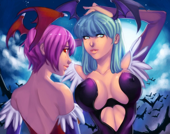 Обои картинки фото разное, арты, демон, фон, девушки, взгляд