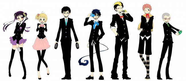 Обои картинки фото аниме, ao no exorcist, синий, экзорцист, персонажи, арт, юкио, братья, рин