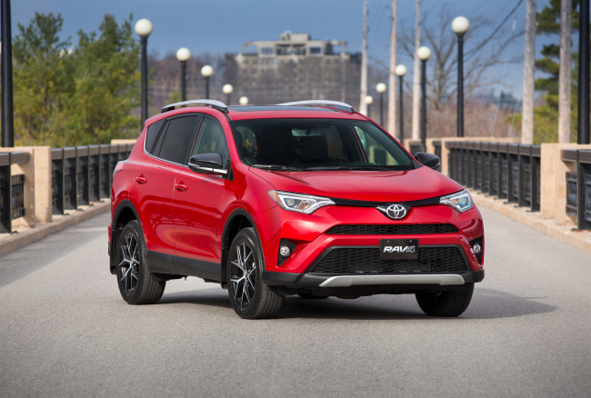 Обои картинки фото автомобили, toyota, красный, rav4, se, 2016г