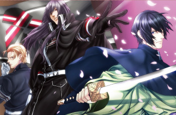 Картинка аниме оружие +техника +технологии перчатки катана taishou mebiusline парни жест kai tatebayashi visual novel kyouichiro hiiragi lori senge плащ военная форма