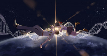 Картинка аниме kimi+no+na+wa взгляд парень фон девушка