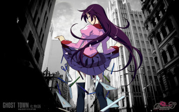 Картинка аниме bakemonogatari фон взгляд девушка