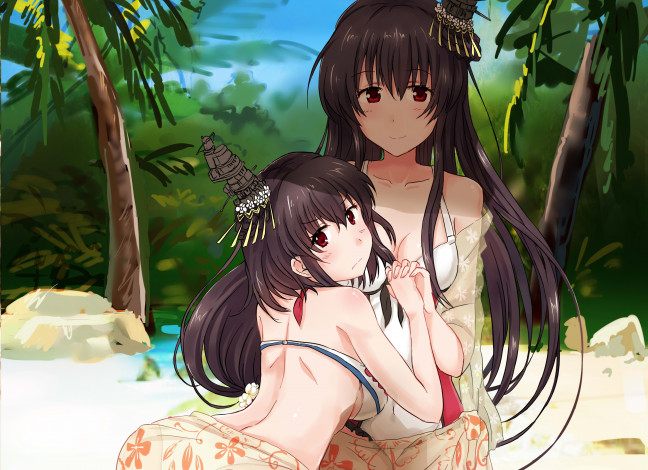 Обои картинки фото аниме, kantai collection, девушки