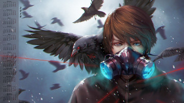 Картинка календари аниме 2018 ворон маска взгляд