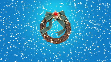 обоя праздничные, векторная графика , новый год, снег, рождество, новый, год, зима, минимализм, венок, праздник, настроение