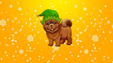 обоя праздничные, векторная графика , новый год, снег, 2018, новый, год, шапка, минимализм, праздник, собаки