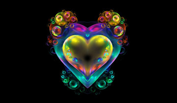 Картинка 3д+графика абстракция+ abstract сердце фрактал фон пузыри