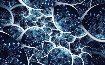 Картинка 3д+графика фракталы+ fractal синий фон узоры абстракция