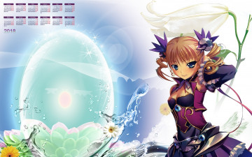 Картинка календари аниме 2018 девушка взгляд цветы