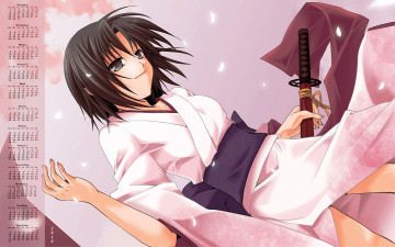 Картинка календари аниме 2018 девушка взгляд кимоно катана