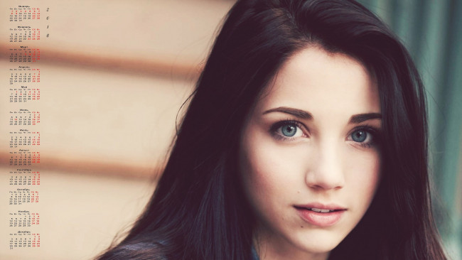 Обои картинки фото календари, девушки, взгляд, 2018, лицо