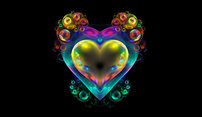 Обои картинки фото 3д графика, абстракция , abstract, сердце, фрактал, фон, пузыри