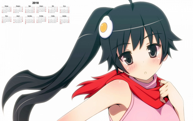 Обои картинки фото календари, аниме, 2018, девушка, взгляд