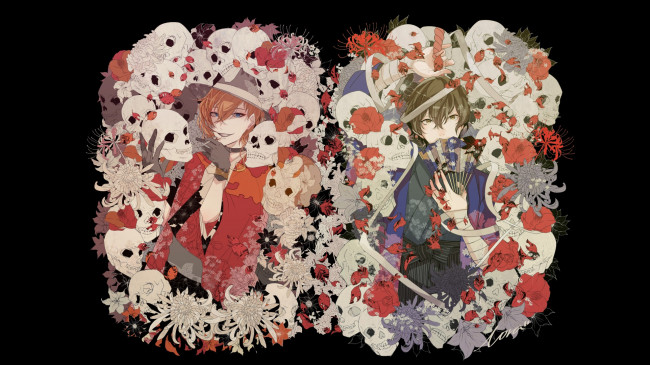 Обои картинки фото аниме, bungou stray dogs, бродячие, псы, литературные, гении