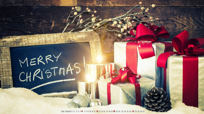 Обои картинки фото календари, праздники,  салюты, буква, коробка, шишка, шар, игрушка