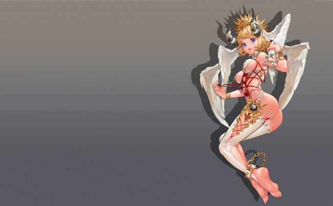 Обои картинки фото аниме, ангелы,  демоны, крылья, the, white, little, devil, mam, ba, арт, фэнтези