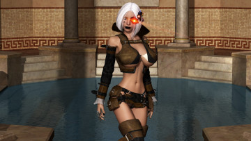 Картинка 3д+графика фантазия+ fantasy девушка фон взгляд униформа бассейн