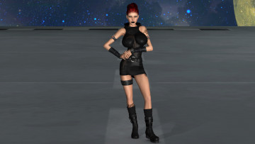 Картинка 3д+графика фантазия+ fantasy девушка фон взгляд тату платье