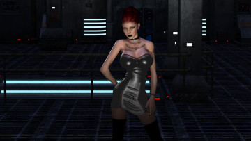 Картинка 3д+графика люди+ people девушка фон взгляд тату платье