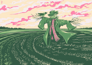 Картинка рисованное -+другое поле пугало ворона