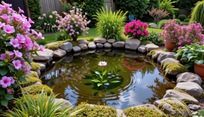 Обои картинки фото автор wp stl, разное, компьютерный дизайн, парк, водоем, цветы