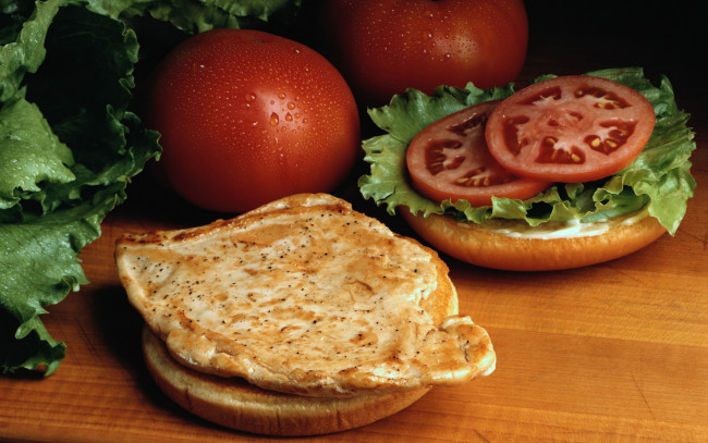 Обои картинки фото еда, бутерброды,  гамбургеры,  канапе, помидоры, салат, бутерброд, мясо