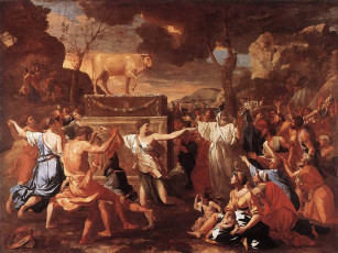обоя adoration, of, the, golden, calf, рисованные, nicolas, poussin
