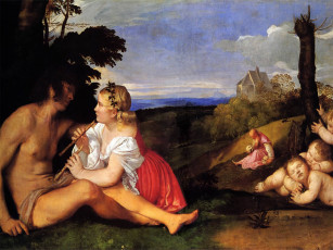 обоя the, three, ages, of, man, рисованные, tiziano, vecellio