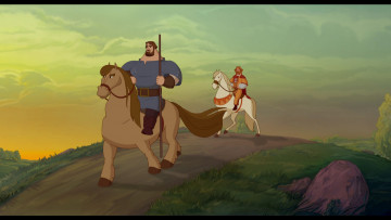 обоя илья, муромец, соловей, разбойник, мультфильмы, богатырь, тропа, дорога, лошадь, князь