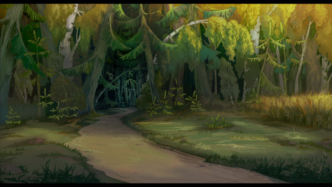 Обои картинки фото илья, муромец, соловей, разбойник, мультфильмы, тропа, лес