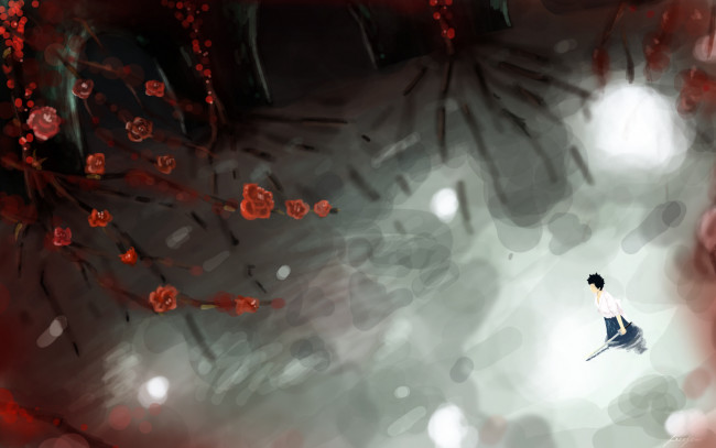 Обои картинки фото аниме, katekyo, hitman, reborn, озеро, самурай