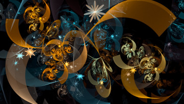 Картинка 3д графика fractal фракталы фон цвета линии темный изгибы узор