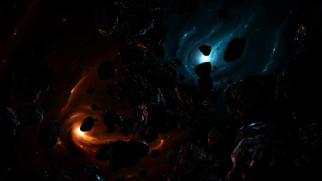Обои картинки фото космос, арт, метеориты, астероиды