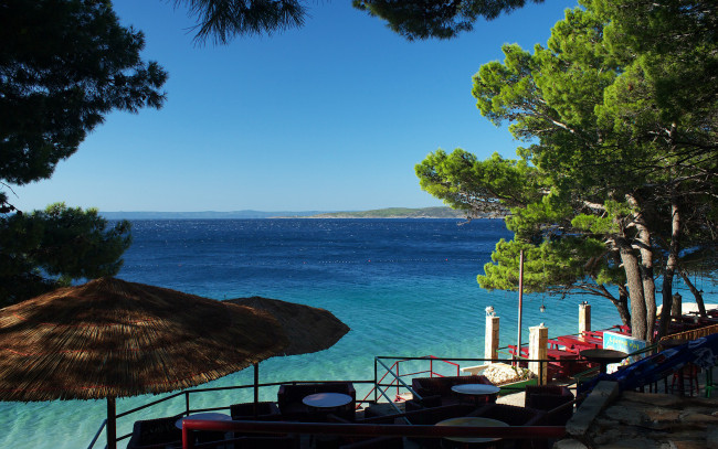 Обои картинки фото природа, побережье, море, бар, деревья