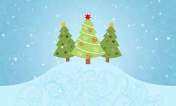 Картинка праздничные векторная+графика+ новый+год ели снег сугроб