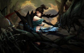 Картинка фэнтези красавицы+и+чудовища удар девушка монстры схватка