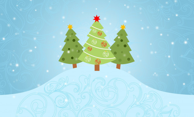 Обои картинки фото праздничные, векторная графика , новый год, ели, снег, сугроб