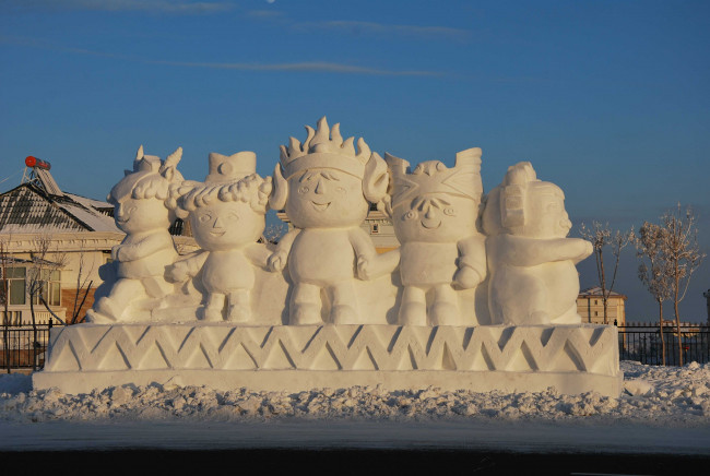 Обои картинки фото разное, фигуры из песка,  льда и снега, снег, фигуры