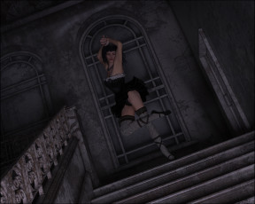 Картинка 3д+графика люди+ people девушка взгляд фон лестница