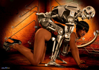 Картинка 3д+графика фантазия+ fantasy девушка взгляд фон робот