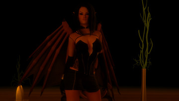 Картинка 3д+графика эльфы+ elves эльфийка взгляд фон крылья демон