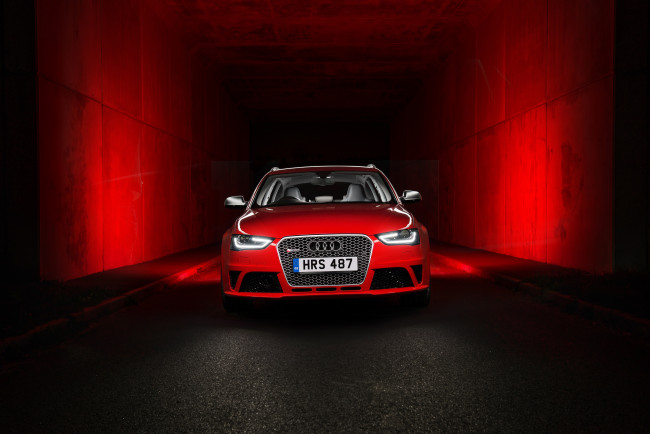 Обои картинки фото автомобили, audi, rs, 4, avant, uk-spec, b8-8k, красный