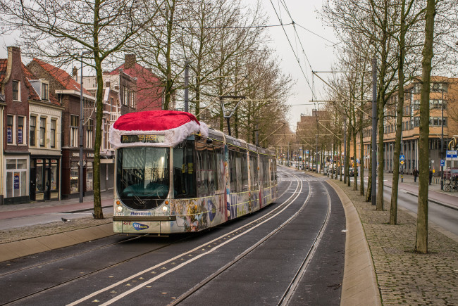 Обои картинки фото техника, трамваи, трамвай, город, рельсы