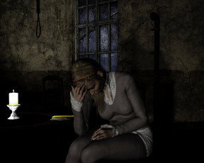 Картинка 3д+графика фантазия+ fantasy свеча фон взгляд девушка