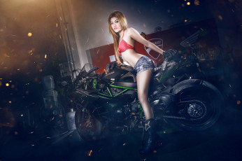 обоя мотоциклы, мото с девушкой, байк, девица