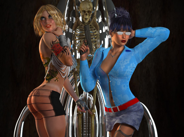 Обои картинки фото 3д графика, люди , people, фон, взгляд, девушки