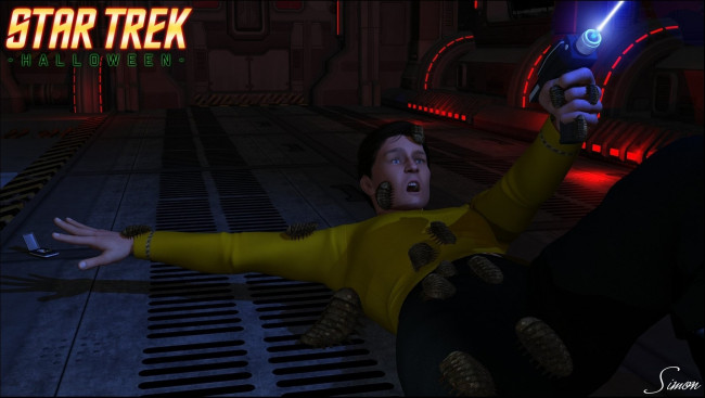 Обои картинки фото видео игры, star trek online, взгляд, мужчина, оружие, фон